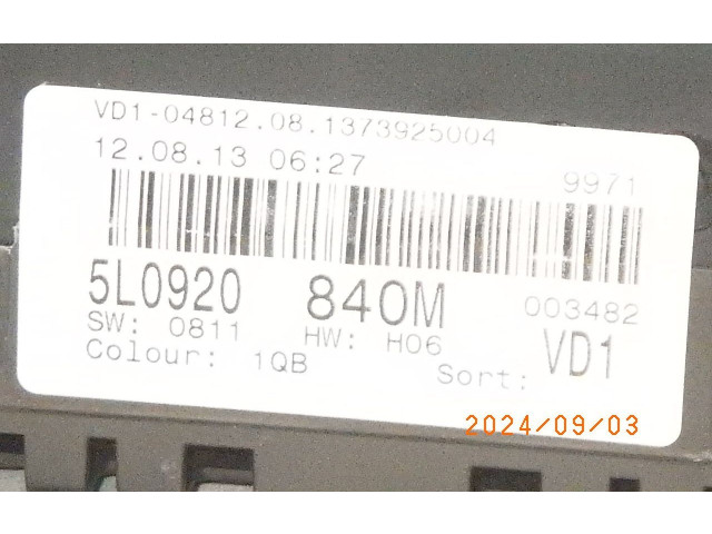 Спидометр (приборный щиток) 5L0920840M Skoda Yeti (5L)