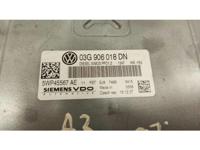Блок управления двигателя 03G906018DN, 5WP45567AE Audi A3 S3 A3 Sportback 8P