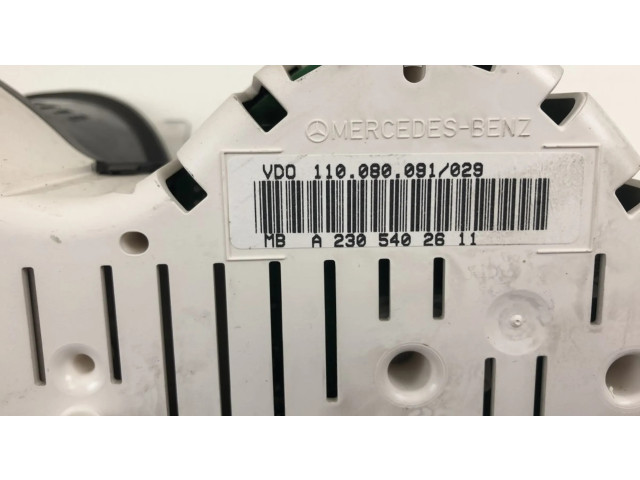 Přístrojová deska Mercedes-Benz SL R230 2002 110080091027, A2305404411