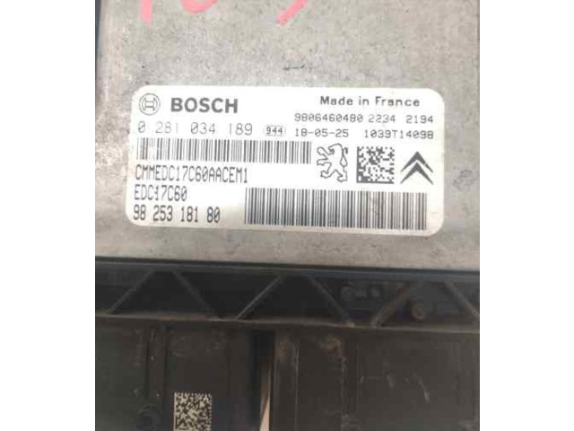 Блок управления двигателем Блок управления 9825318180   Citroen C-Elysée