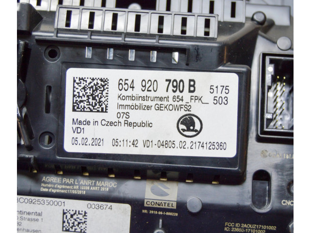 Панель приборов 654920790B, A3C0925350001   Skoda Kamiq       