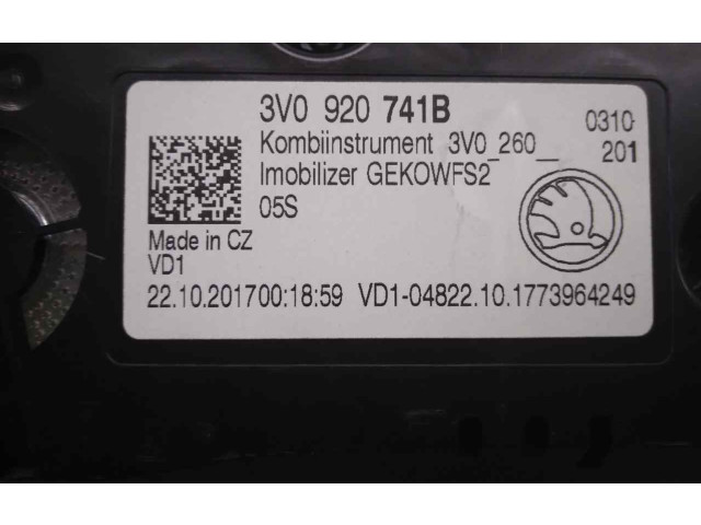 Панель приборов 3V0920741B, A2C53427456   Skoda Superb B8 (3V)       