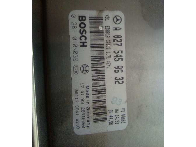 Блок управления двигателя 0281010039 Mercedes-Benz A W168