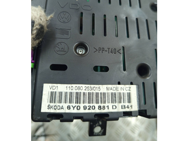 Панель приборов 110080253, 6Y0920881D Skoda Fabia Mk1 (6Y)