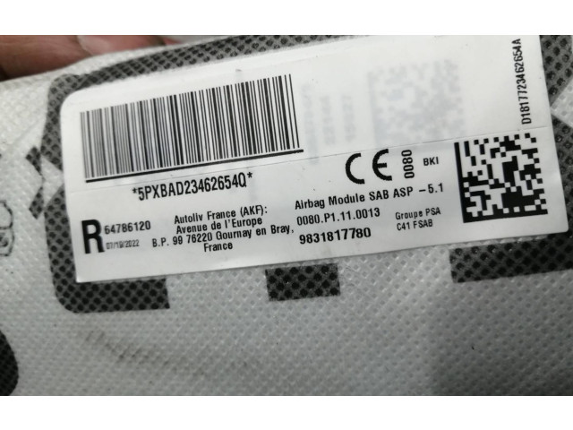 Подушка безопасности в сиденье 9831817780, 64786120 Citroen C4 III e-C4