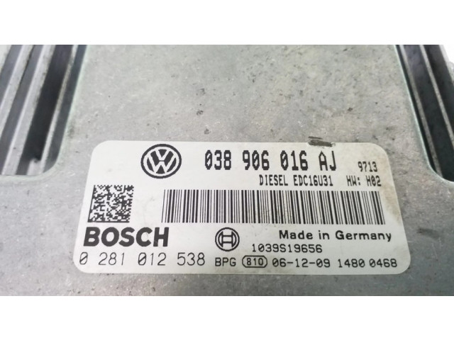 Řídící jednotka 038906016AJ, 0281012538 Volkswagen Transporter - Caravelle T5 2012