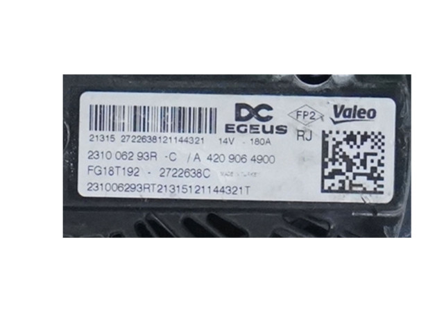 Генератор 231006293R Renault Clio IV