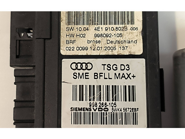 Передний двигатель механизма для подъема окон 4E1959802B, 998266105 Audi A8 S8 D3 4E