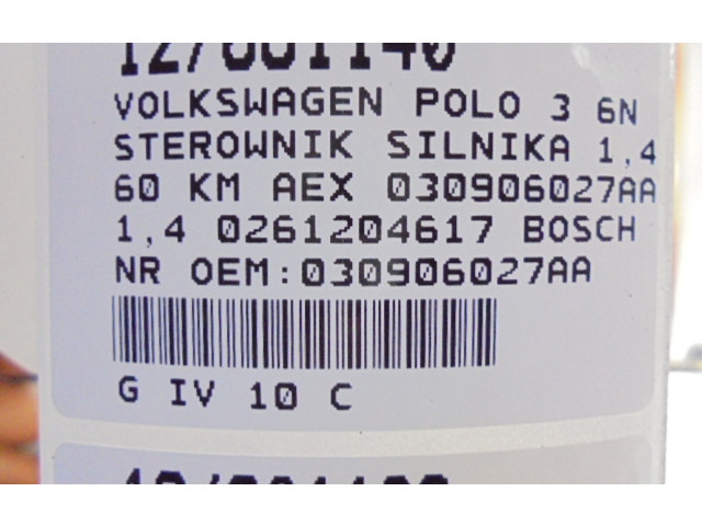 Řídící jednotka 030906027AA, 030906027AA Volkswagen Polo III 6N 6N2 6NF 1997