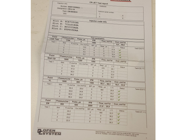 Комплект форсунок 0445110300 Alfa Romeo Giulietta 940A3000