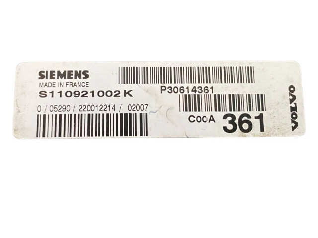 Блок управления двигателя P30614361, S110921002K Volvo S40, V40