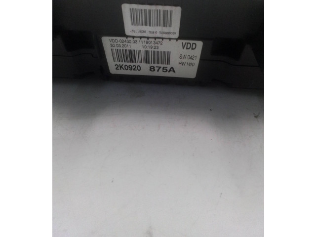 Панель приборов 2K0920875A, 2K0920875A Volkswagen Caddy