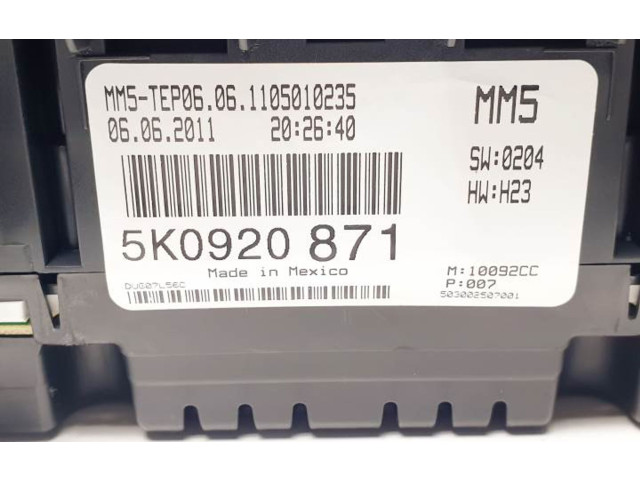 Панель приборов 5K0920871 Volkswagen Golf VI