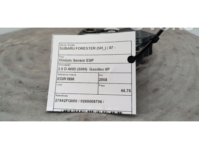 Блок АБС 27542FG000, 0265005706   Subaru  Forester SH  2008 - 2013 года