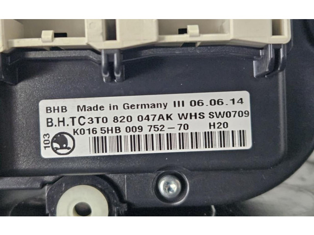 Блок управления климат-контролем 3T0820047AK Skoda Yeti (5L)