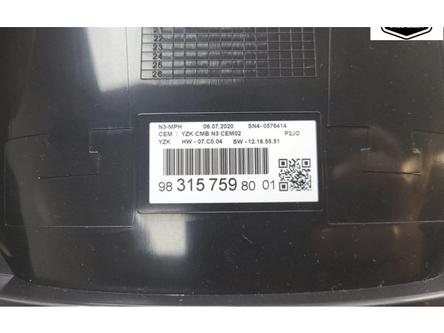 Přístrojová deska Opel Corsa F 2020 9831575980, 9831575980