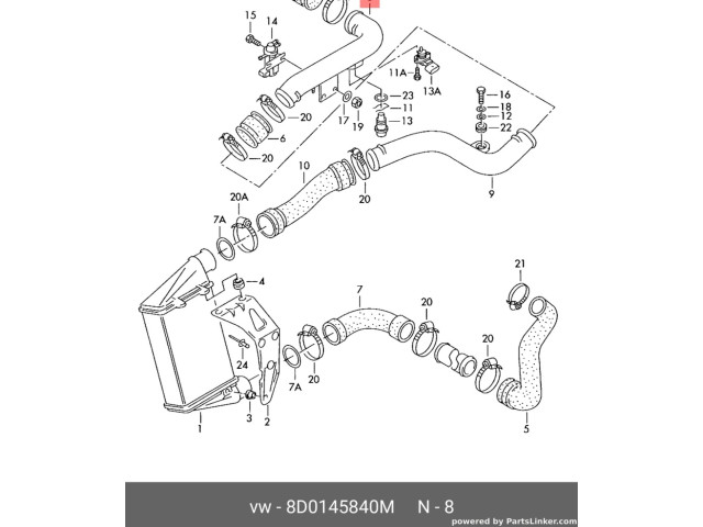 Интеркулер  8D0145840M   Volkswagen PASSAT B2 
