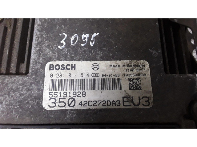 Блок управления двигателя 55191928, 0281011514   Fiat Idea