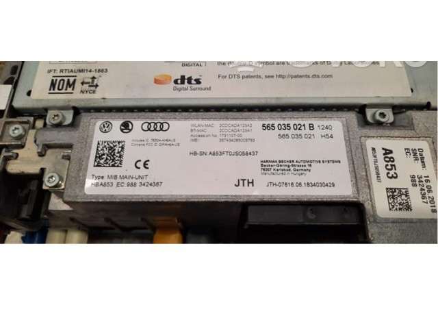 Радио/ проигрыватель CD/DVD / навигация 565035021B Skoda Superb B8 (3V)