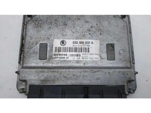 Блок управления двигателя 03D906032A, 5WP4006007 Skoda Fabia Mk1 (6Y)