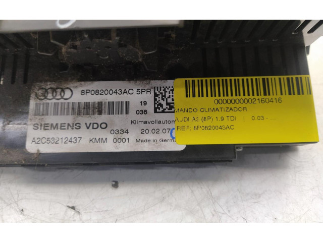 Блок управления климат-контролем 8P0820043AC Audi A3 S3 8P