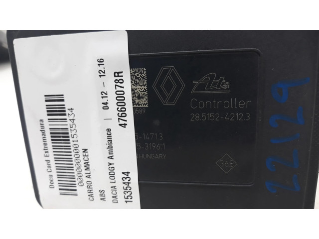 Блок АБС 476600078R   Dacia  Dokker  