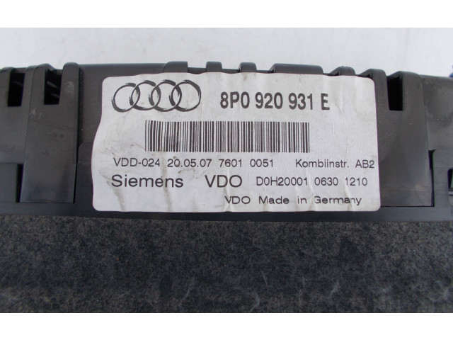 Панель приборов 8P0920931E, 8P0920931E Audi A3 S3 A3 Sportback 8P