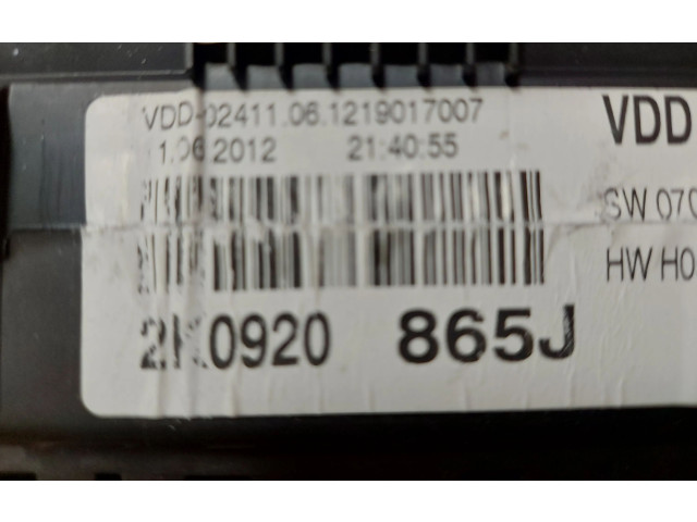 Přístrojová deska  Volkswagen Caddy 2012 2K0920865J  