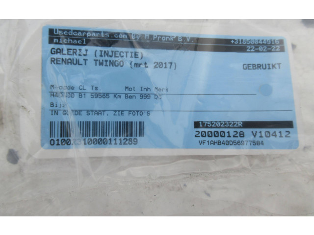 Топливная рампа 100018599R Renault Twingo III