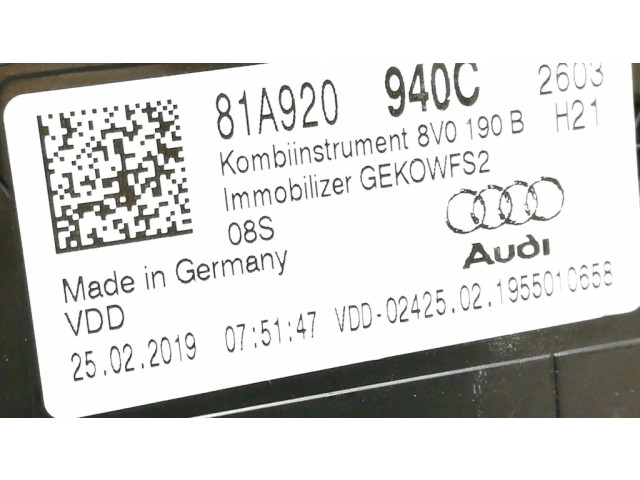 Панель приборов 81A920, 8V0190B Audi Q2 -