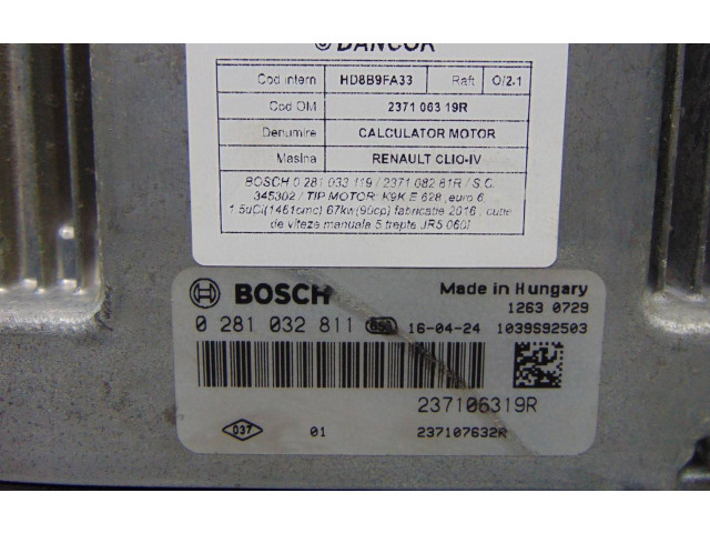 Řídící jednotka 237106319R, 0281032811 Renault Clio IV 2019