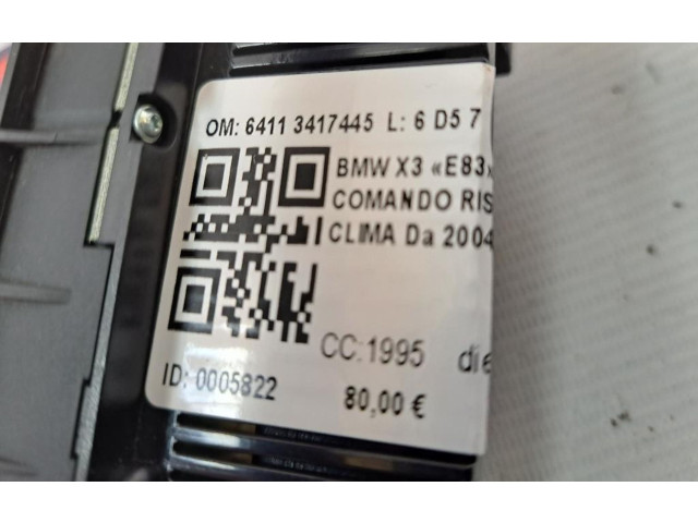 Блок управления климат-контролем 64113417445, 64113417445   BMW X3 E83