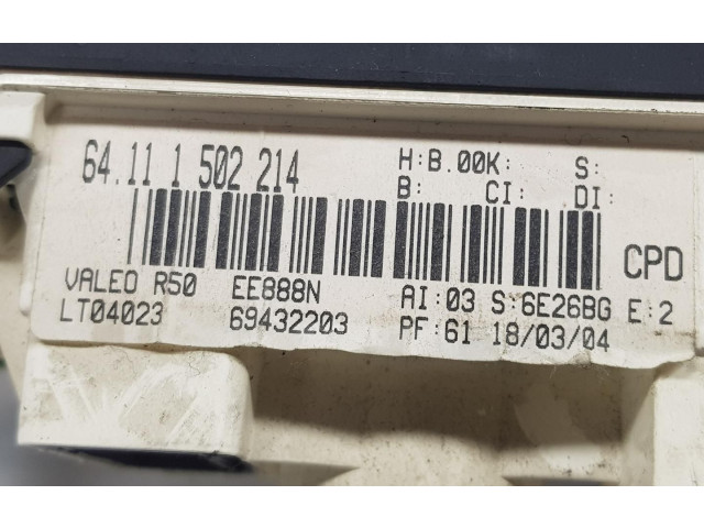 Блок управления климат-контролем 64111502214, 64111502214   Mini One  Cooper R50  53