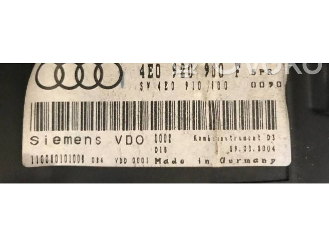 Přístrojová deska Audi A8 S8 D3 4E 2009 4E0920900F, 110080101008