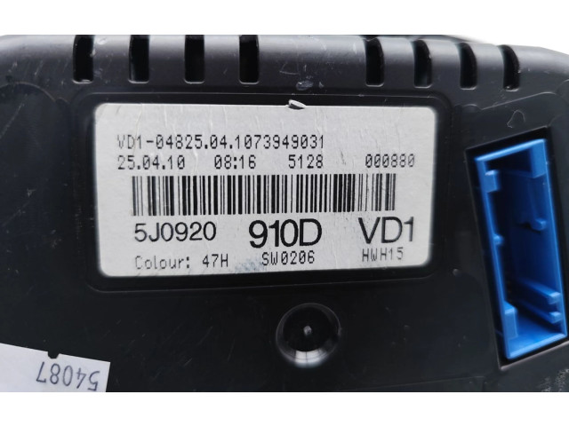 Панель приборов 5J0920910D Skoda Fabia Mk2 (5J)