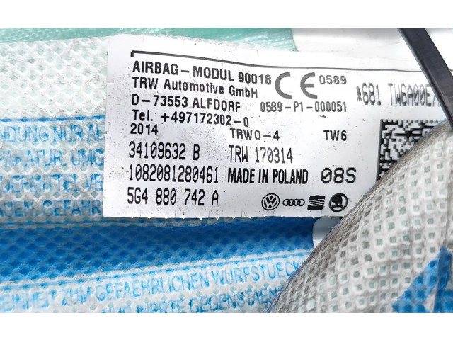Боковая подушка безопасности 5G4880742A, 34109632B Volkswagen Golf Cross