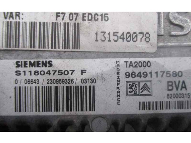 Блок управления коробкой передач 9649117580, S118047507F   Citroen C5