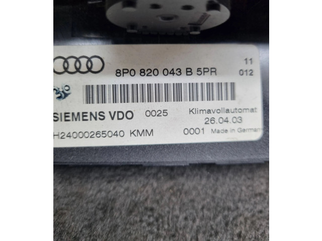 Блок управления климат-контролем 8P0820043B, 8P0820043B5PR Audi A3 S3 A3 Sportback 8P