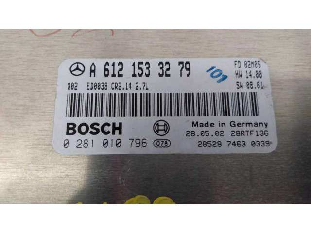 Блок управления двигателя A6121533279, 0281010796 Mercedes-Benz ML W163