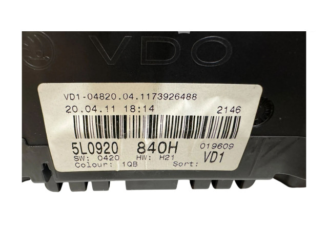 Панель приборов 5L0920840H, 1173926488 Skoda Yeti (5L)