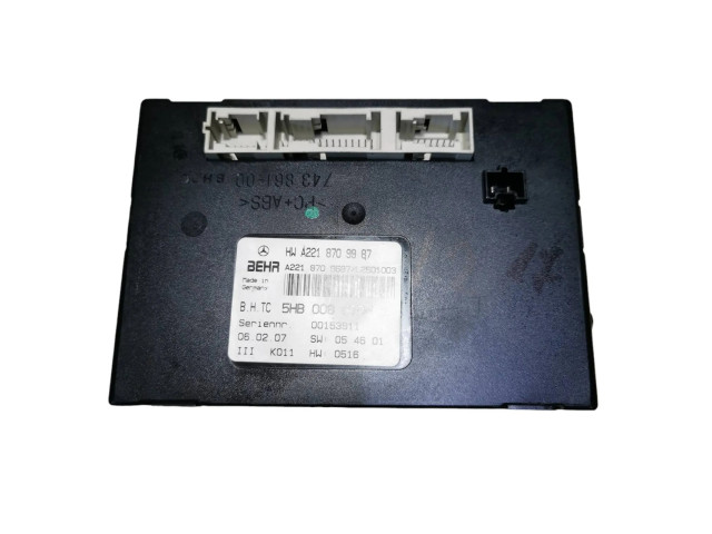 Блок управления климат-контролем A2218709987, 00153911 Mercedes-Benz S W221