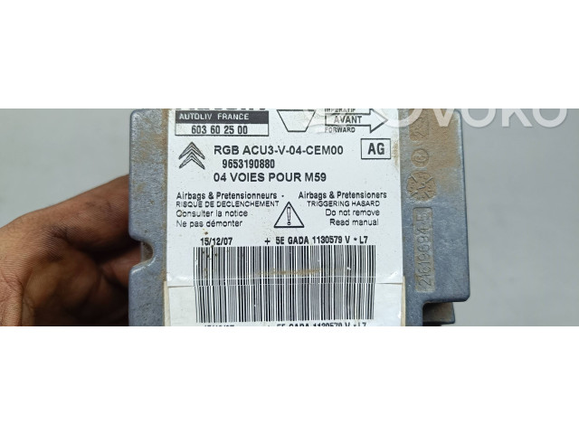 Блок подушек безопасности 9653190880, 603602500 Citroen Berlingo