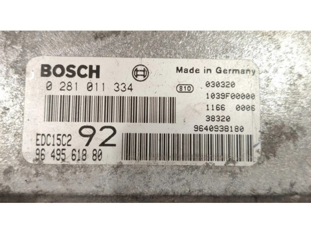 Блок управления двигателем Блок управления 0281011334, 9649561880 Citroen C8