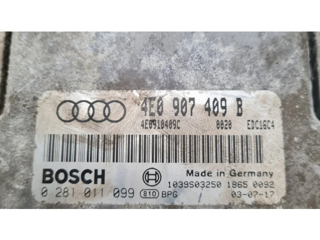 Řídící jednotka 4E0907409B, 0281011099   Audi A8 S8 D3 4E 2003