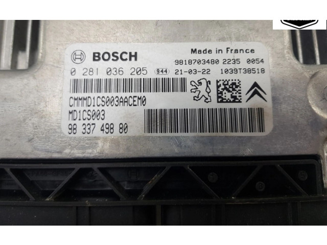 Блок управления двигателя 9833749880, 0281036205   Peugeot Partner III