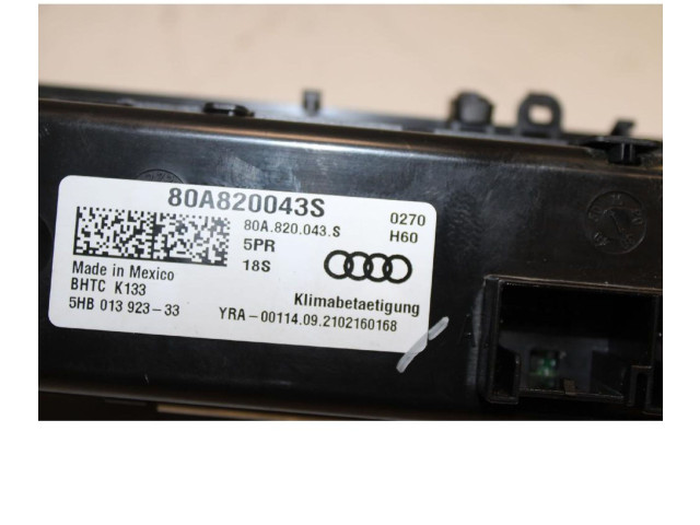 Блок управления климат-контролем 80A820043S, 5HB013923-33 Audi Q5 SQ5