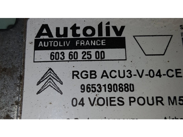 Блок подушек безопасности 603602500, 9653190880 Citroen Berlingo