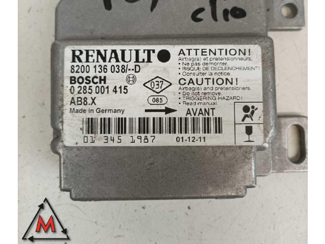 Блок подушек безопасности 8200136038, 8200136038   Renault Clio II