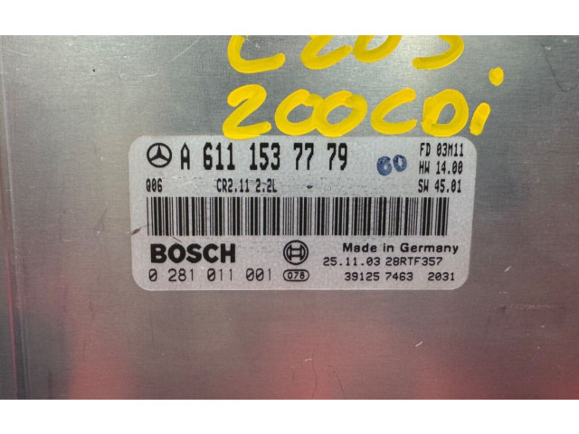 Řídící jednotka 0281011001, A6111537779 Mercedes-Benz C W203 2003