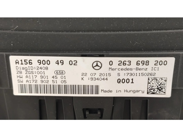 Přístrojová deska Mercedes-Benz GLA W156 2015 A1569004902, 0263698200